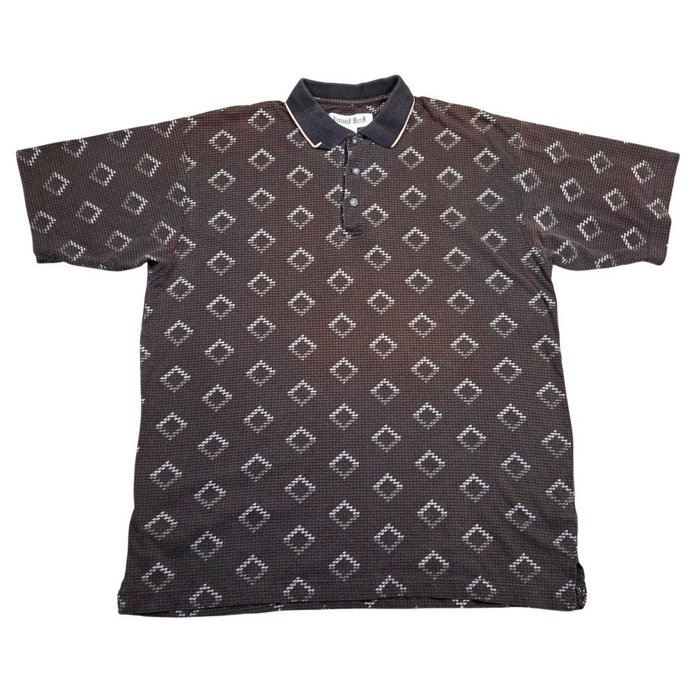 Vintage Alexander Martin‎ Short Sleeve Geometric Polo Shirt M Skater Grunge Punk